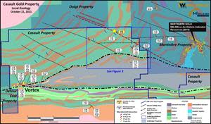 Geology Map of the northern part of the Casault Gold Property and the Martiniere gold deposit