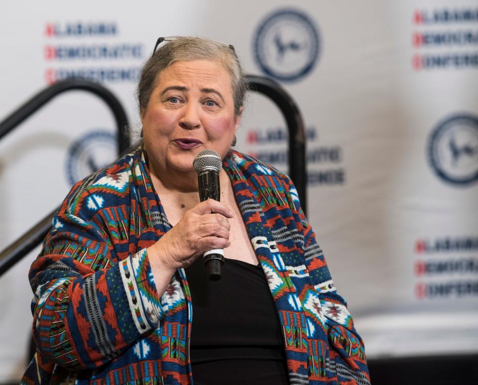 Alabama Democratic Party chair Nancy Worley speaks during the Alabama Democratic Conference Luncheon at Embassy Suites in Montgomery, Ala., on Saturday, Feb. 8, 2020.