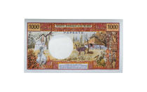 <p>This banknote depicts a common French Polynesian scene and is stamped with the name of French Polynesia's capital city, Papeete. This city stamping was used to distinguish the bill from currency used in New Caledonia—which would replace "Papeete" with "Nouméa."</p>