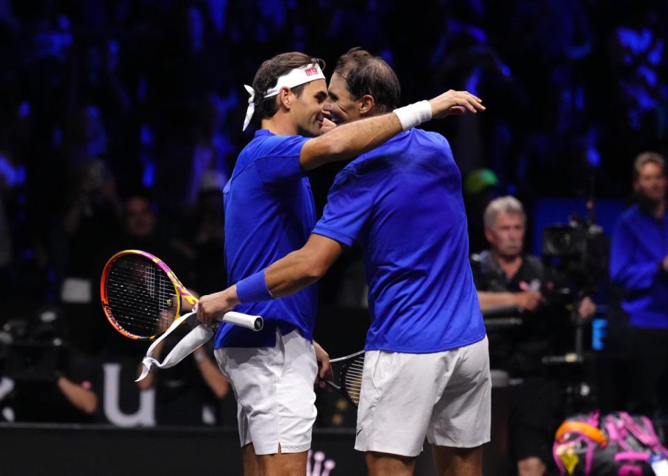 Roger Federer’s retirement from tennis ended in defeat as he and Rafael Nadal lost their Laver Cup doubles match at the O2 Arena in London (John Walton/PA) (PA Wire)