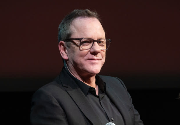 <p>Photo by Noam Galai/Getty Images for Paramount+</p><p><strong>Kiefer Sutherland</strong>, 56, is grandfather to his stepdaughter <strong>Michelle Kath</strong>'s two boys, Hamish and Quinn. The <em>24 </em>actor has playfully acknowledged the perks of being a grandparent, relishing in the fact that he can indulge his grandchildren with treats like chocolate and soda before handing them back to their parents. “I spend about two hours getting them completely wired, I give them cash so they’ll come back, and then I hand them back to their mother and say ‘good luck,'" <a href="https://7news.com.au/the-morning-show/kiefer-sutherland-talks-the-fugitive-24-and-why-hes-enjoying-his-time-as-a-grandfather--c-1308383" rel="nofollow noopener" target="_blank" data-ylk="slk:he's said;elm:context_link;itc:0;sec:content-canvas" class="link ">he's said</a>.</p>