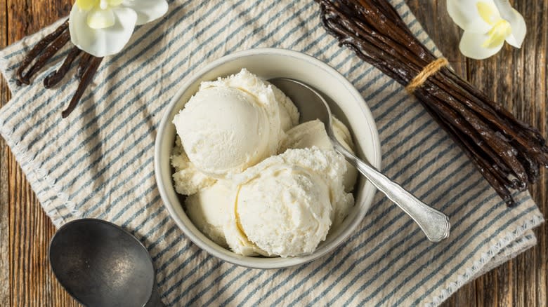 vanilla ice cream in bowl