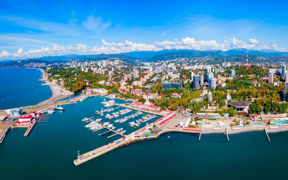 Sochi, where Oleg Deripaska owns the Imeretinskiy hotel and marina - Alamy Stock Photo