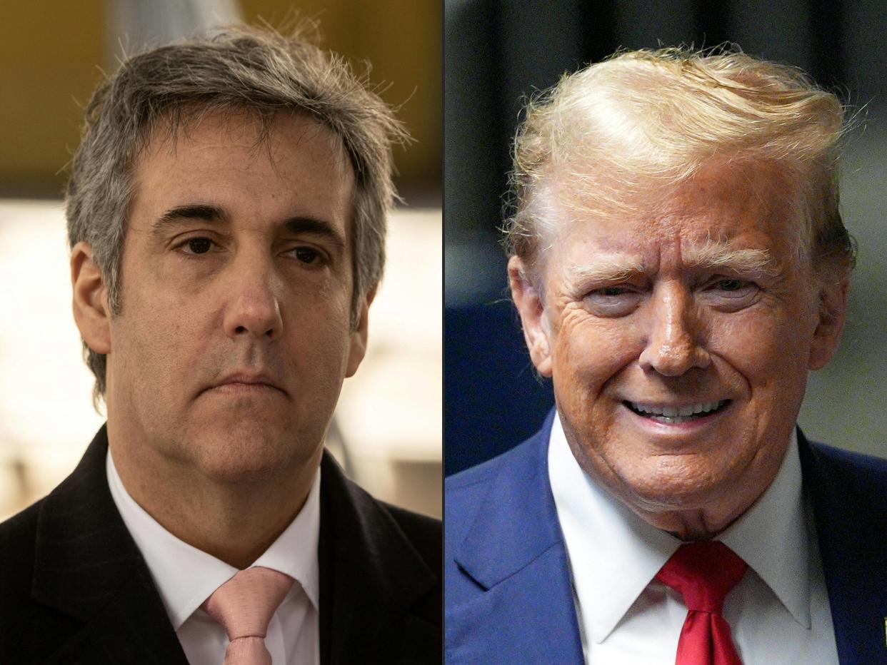 Michael Cohen est entendu ce lundi 13 mai à New York comme le témoin clé de l’accusation au procès de Donald Trump pour paiements dissimulés à la star du X Stormy Daniels. (Photo : Michael Cohen et Trump)