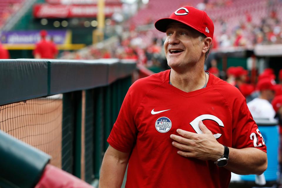 Cincinnati Reds manager David Bell (25) greets staff before the first inning of the MLB National League game between the Cincinnati Reds and the Washington Nationals at Great American Ball Park in downtown Cincinnati on Thursday, June 2, 2022.