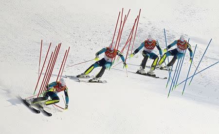 Alpine Skiing - Pyeongchang 2018 Winter Olympics - Men's Slalom - Yongpyong Alpine Centre - Pyeongchang, South Korea - February 22, 2018 - Andre Myhrer of Sweden competes. REUTERS/Kai Pfaffenbach