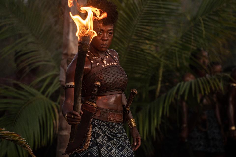 Viola Davis stars as Nanisca in "The Woman King."