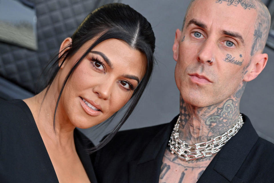 Kourtney Kardashian and Travis Barker attend the 64th Annual Grammy Awards at MGM Grand Garden Arena on April 3, 2022, in Las Vegas, Nevada. / Credit: Axelle/Bauer-Griffin/FilmMagic