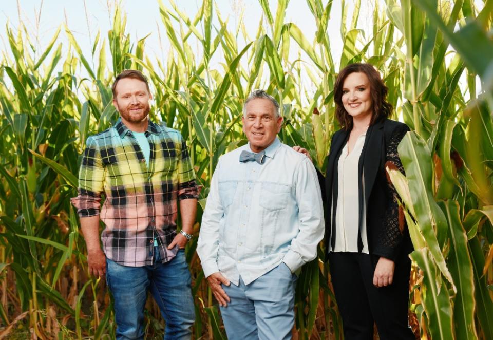 SHUCKED writers Shane McAnally (music & lyrics), Robert Horn (book), and Brandy Clark (music & lyrics). (Photo: Emilio Madrid)