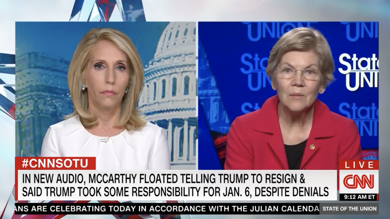 Sen. Elizabeth Warren on CNN. (Screenshot: Twitter/@CNNSotu)