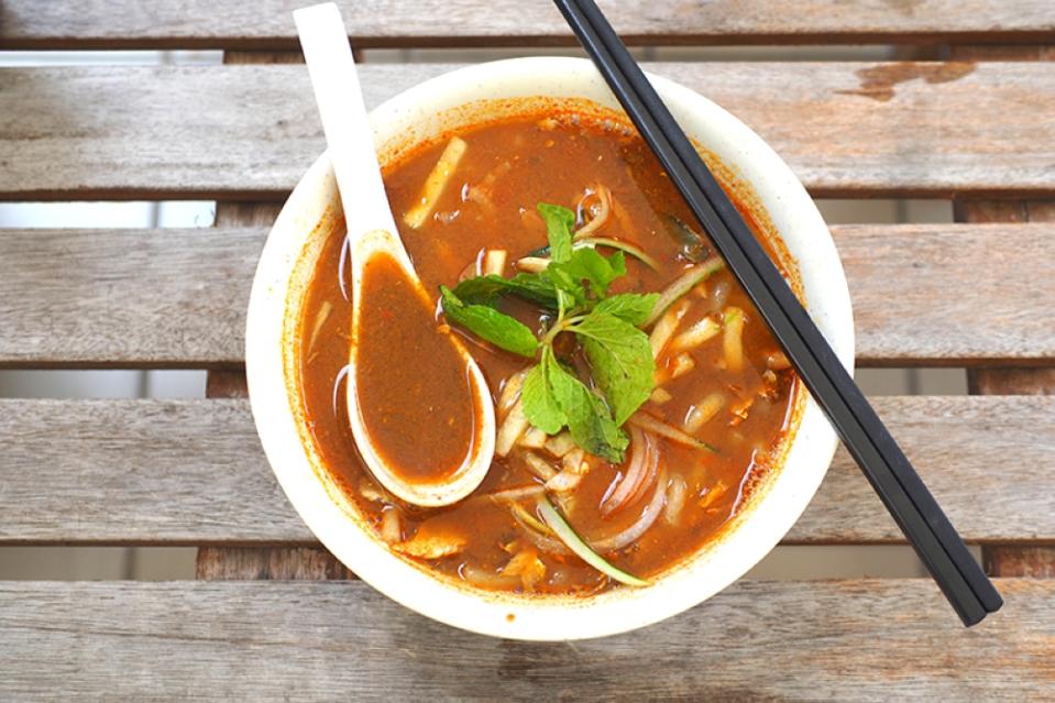 For the all-day menu, you can get a bowl of spicy, tangy Asam Laksa