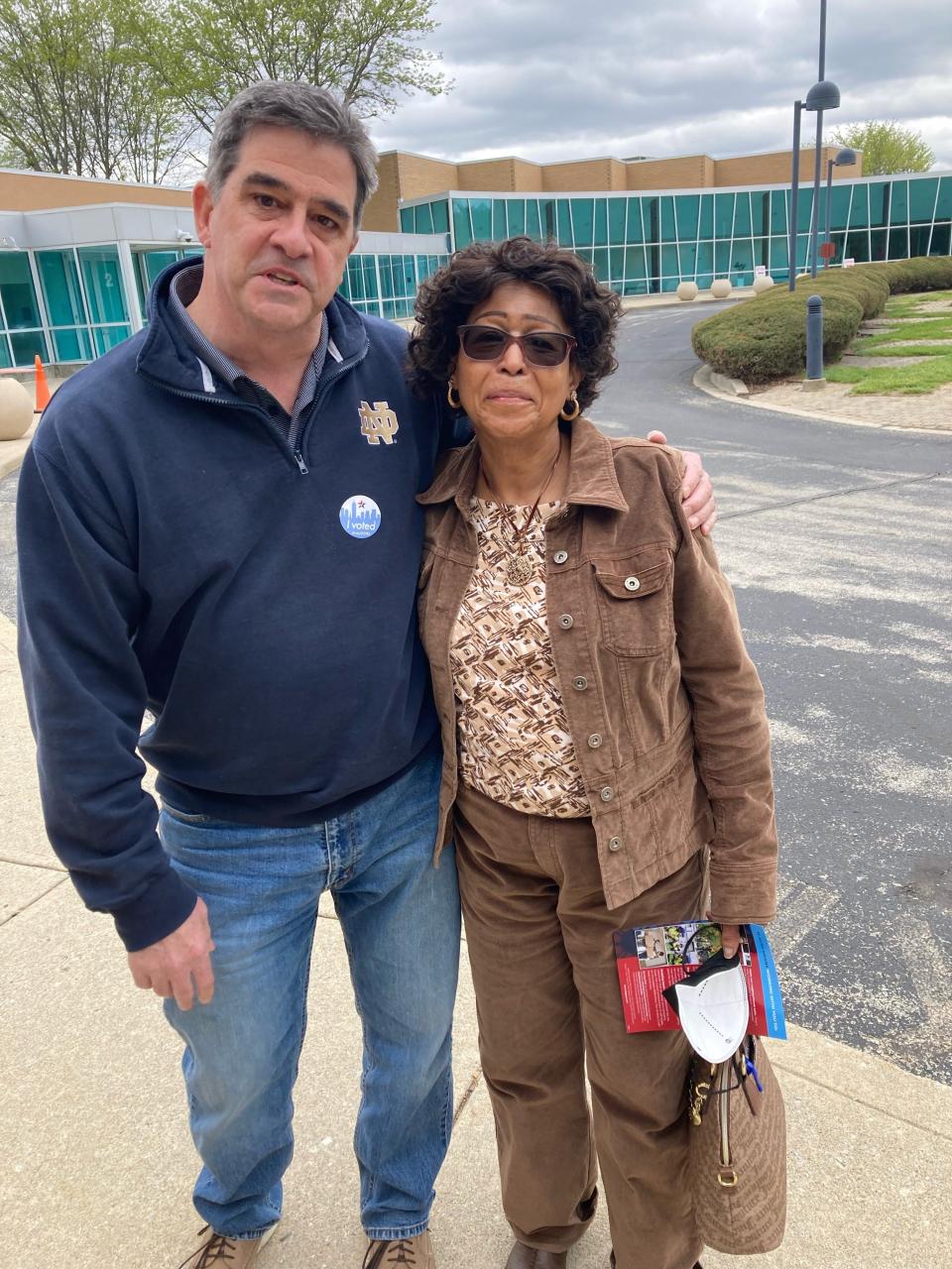 Bill Clouse And Leatha Buckley of Indianapolis voted Jewish Community Center on the north side of Indianapolis, May 2, 2023.