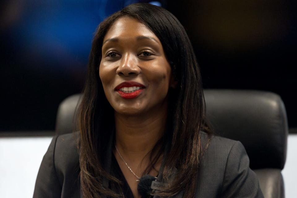 Special Agent Towanda R. Thorne James talks to the media on Friday, Jan. 26, 2024, at the El Paso Justice Center. James was named as the new Special Agent in Charge (SAC) of the El Paso Division by DEA Administrator Anne Milgram on Sept. 11, 2023.