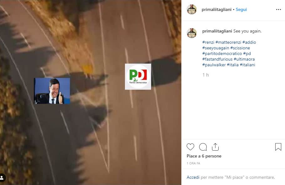 Non c’è un attimo di pace nella situazione politica italiana. L'uscita di Matteo Renzi dal partito democratico ha scatenato l'ironia dei social. Tanti utenti hanno preso spunto da questa clamorosa scissione per dare sfogo alla loro creatività.