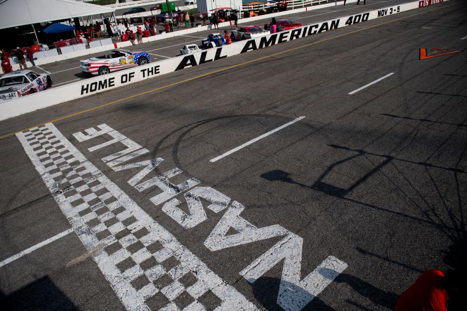 Outside at the Nashville Fairgrounds Speedway where supporters for the deal with Bristol Motor Speedway gather for a rally at the Nashville Fairgrounds Speedway in Nashville , Tenn., Tuesday, July 25, 2023.