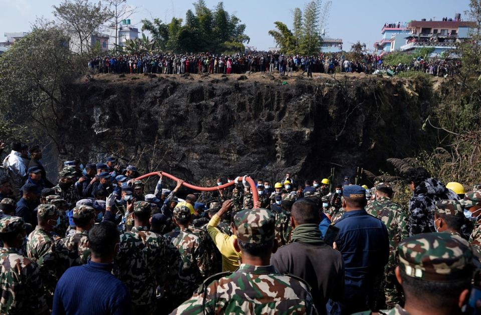 The aircraft is reported to have crashed between the old airport and Pokhara international airport (Reuters)