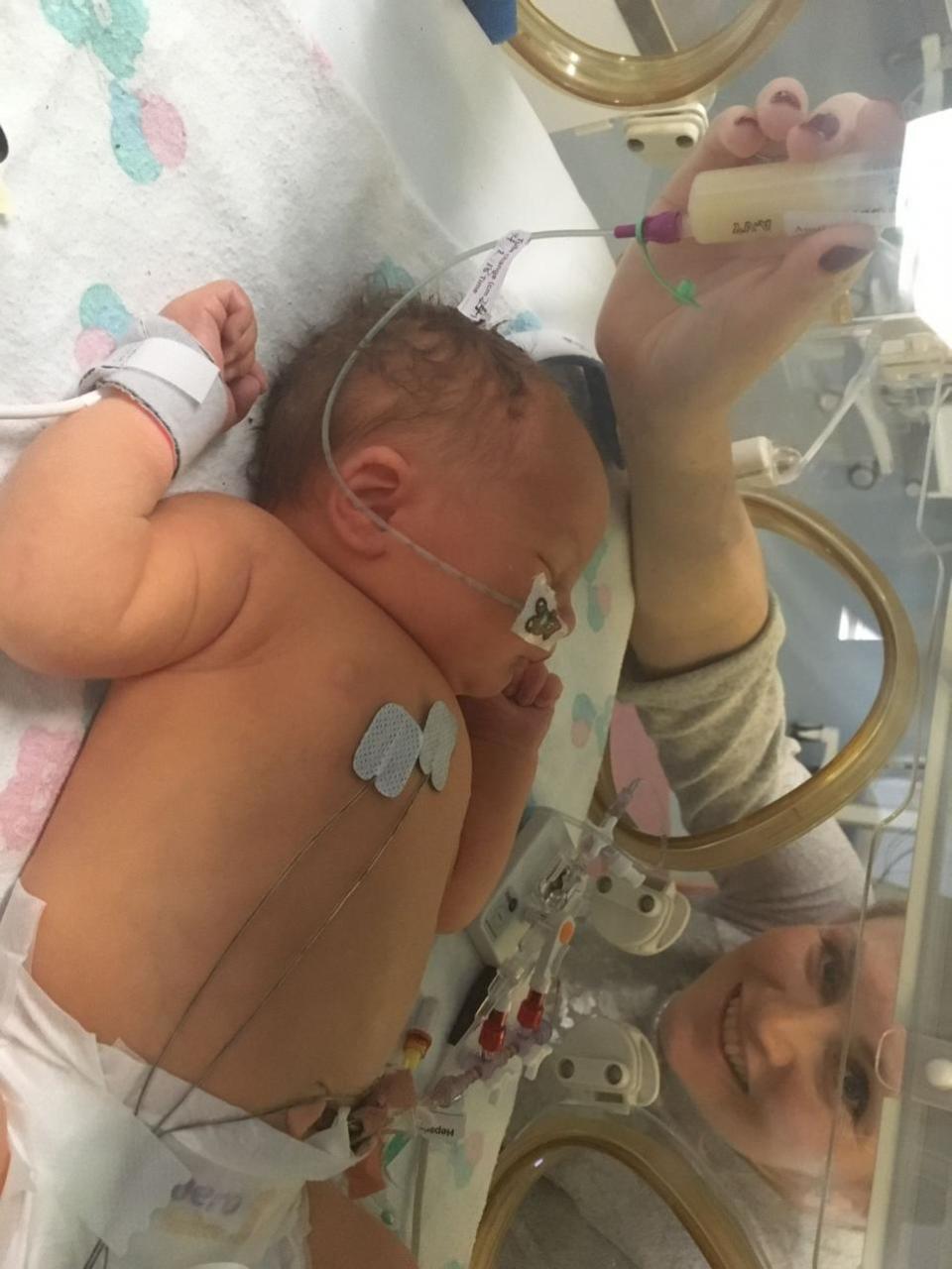 Gazette: Hospital - Mum Rachel Witney with Austin when he was a baby in hospital 