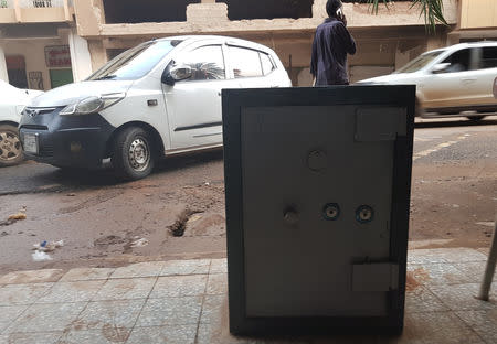 A safe box is seen outside Amir Mohamed Othman's shop in Khartoum, Sudan September 6, 2018. REUTERS/Eric Knecht