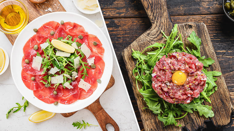 steak tartare and beef carpaccio