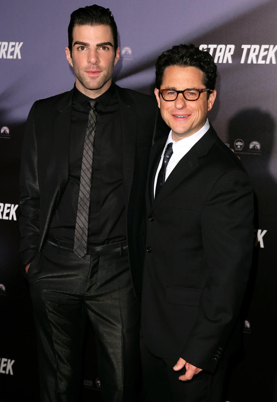 <p>Zachary Quinto with director J.J. Abrams in Sydney. Quinto arguably had the most difficult role in filling Leonard Nimoy’s impossibly large shoes as Spock. <i>(Photo: Don Arnold/WireImage)</i></p>