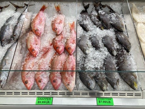 Fresh fish on display at Asiana Market.