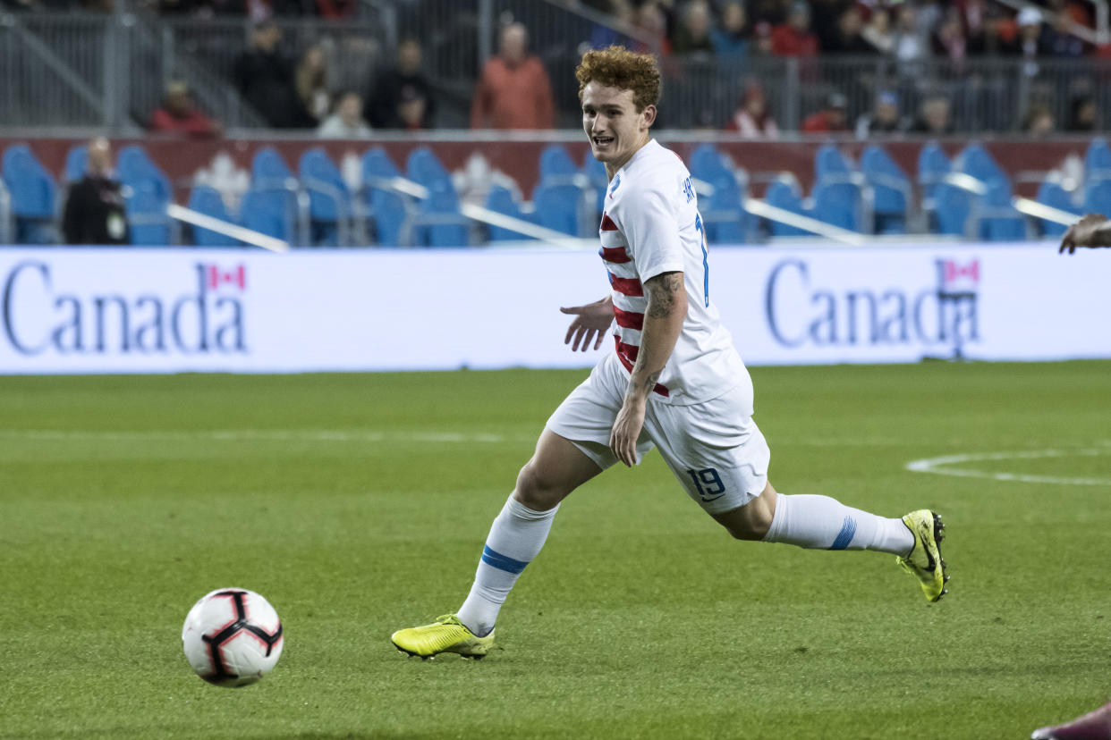 Josh Sargent scored twice for the U.S. in Tuesday's 4-0 CONCACAF Nations League win over Cuba. (Angel Marchini/Getty)