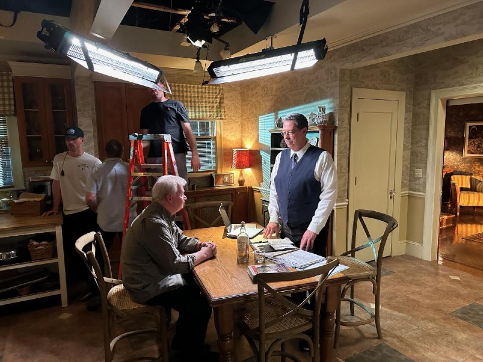 Tarrytown resident Stephen Medwid, a stand-in for actor Tom Selleck, on set for the long-running drama "Blue Bloods" on CBS. The series is filming its final season.