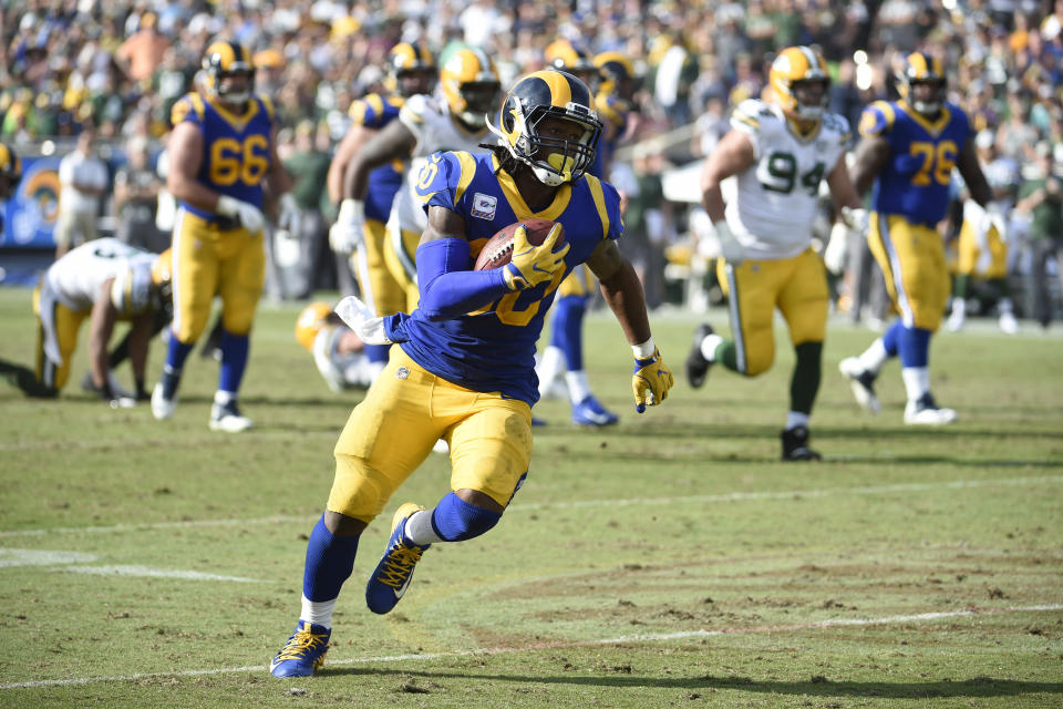Todd Gurley could have put up even bigger numbers against the Packers, but decided to pass up a touchdown. (AP Photo/Denis Poroy)