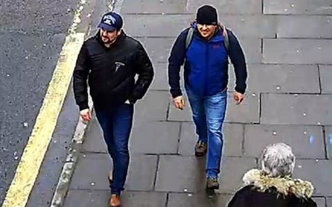2018 Year In Focus News LONDON, ENGLAND - SEPTEMBER 05: (EDITORS NOTE: Alternative crop of image 1027065702.) In this handout photo issued by the Metropolitan Police, Salisbury Novichok poisoning suspects Alexander Petrov and Ruslan Boshirov are shown on CCTV on Fisherton Road, Salisbury at 13:05hrs on 04 March 2018, released on September 05, 2018 in London, England. Two Russian nationals using the names Alexander Petrov and Ruslan Boshirov have been named as suspects in the attempted murder of former Russian spy Sergei Skripal and his daughter Yulia March, 2018. (Photo by Metropolitan Police via Getty Images) - Credit: Getty Images Europe