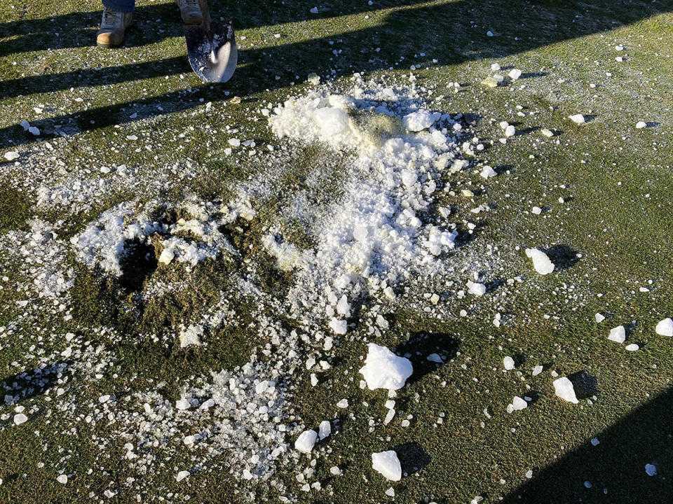 Ice pictured on golf course