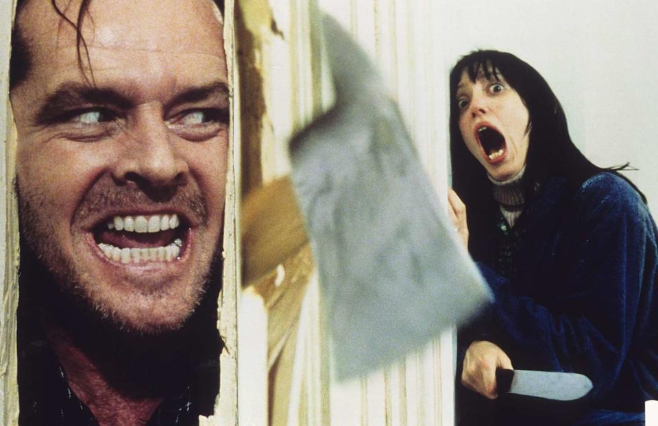 Editorial use only. No book cover usage. Mandatory Credit: Photo by Warner Bros/Hawk Films/Kobal/Shutterstock (5885079c) Jack Nicholson, Shelley Duvall The Shining - 1980 Director: Stanley Kubrick Warner Bros/Hawk Films BRITAIN Scene Still Stephen King Horror Shining