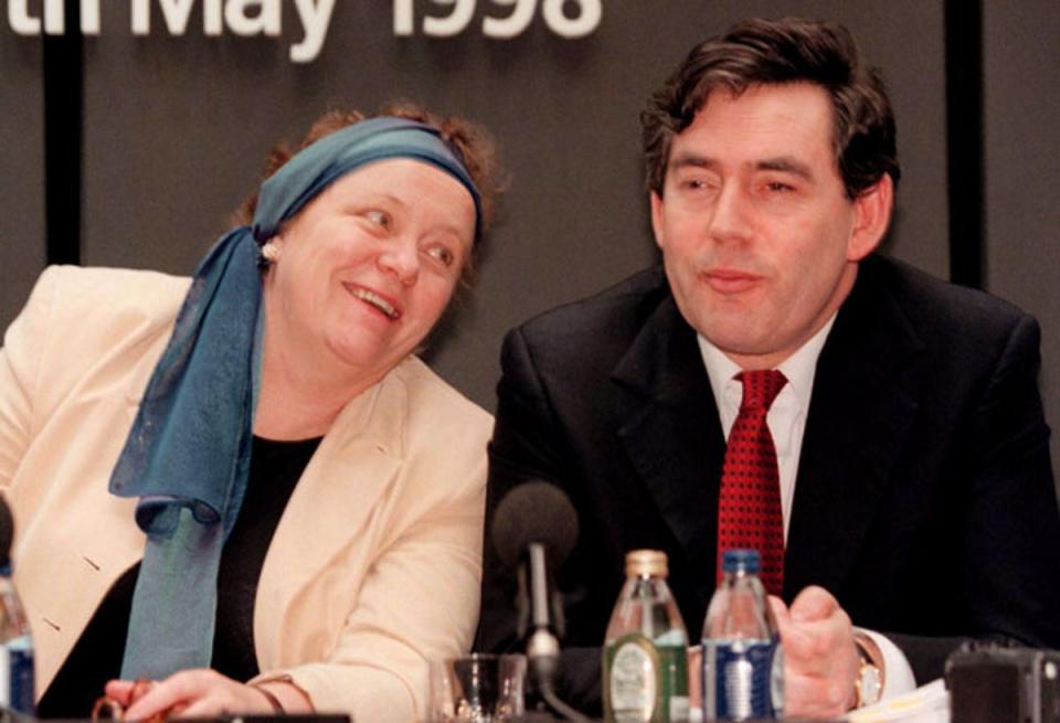 Mo Mowlam (left) with Gordon Brown in 1998. She was secretary of state for Northern Ireland during the Good Friday Agreement talks (Reuters)