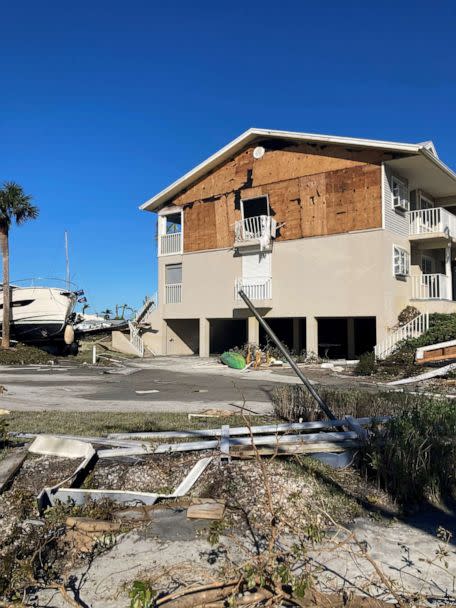 PHOTO: The apartment building where Max and Zhenia Lopez-Figueroa lived in Fort Myers Beach, Florida, was nearly destroyed during Hurricane Ian. (Courtesy of Zhenia Lopez-Figueroa)