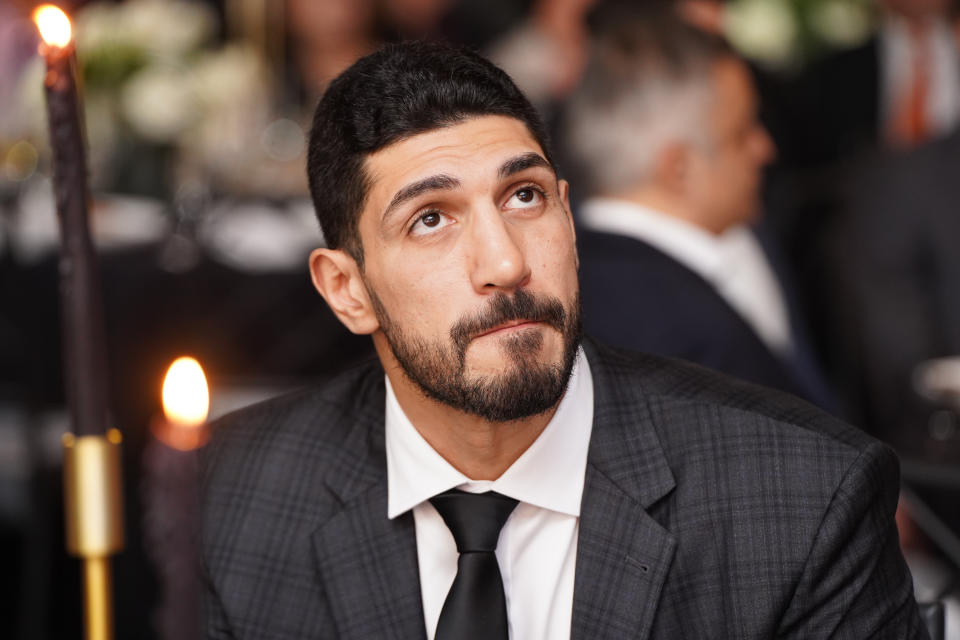 NEW YORK, NEW YORK - NOVEMBER 29: Enes Kanter Freedom attends the Algemeiner 50th Anniversary J100 Gala at The Ziegfeld Ballroom on November 29, 2022 in New York City. (Photo by Jared Siskin/Patrick McMullan via Getty Images)