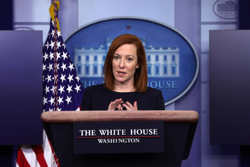 White House Press Secretary Jen Psaki speaks during a news briefing at the James Brady Press Briefing Room of the White House February 12, 2021 in Washington, DC. (Alex Wong/Getty Images)