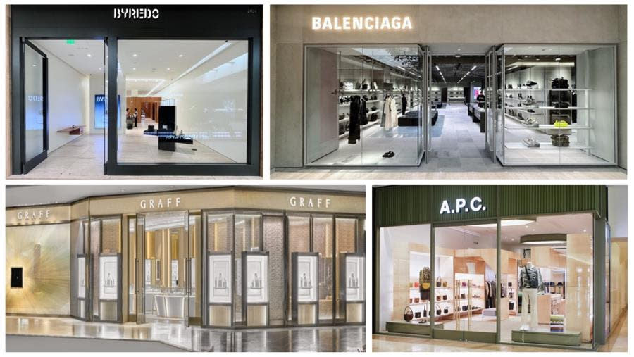 The newly opened A.P.C, Balenciaga, Byredo and Graff boutiques. Source: South Coast Plaza