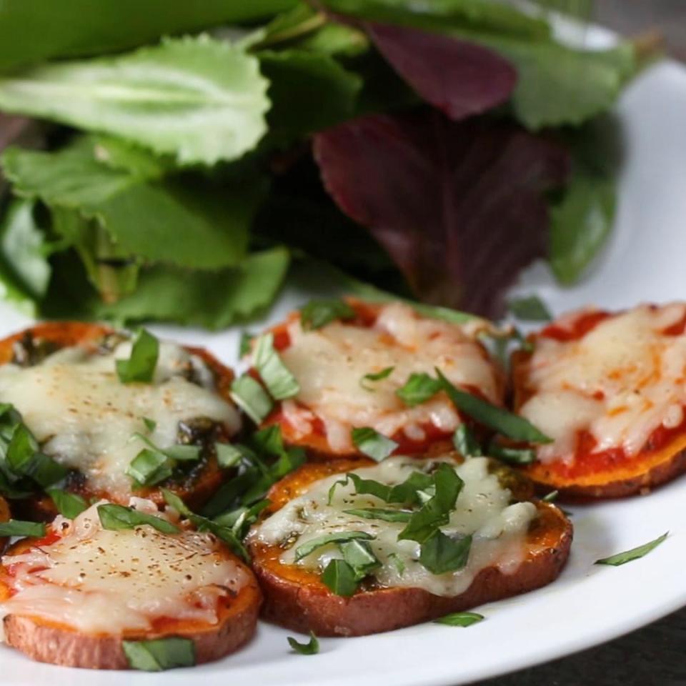 Sweet potato pizza bites