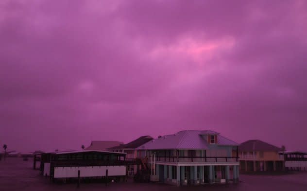 Sky turns pink following storm