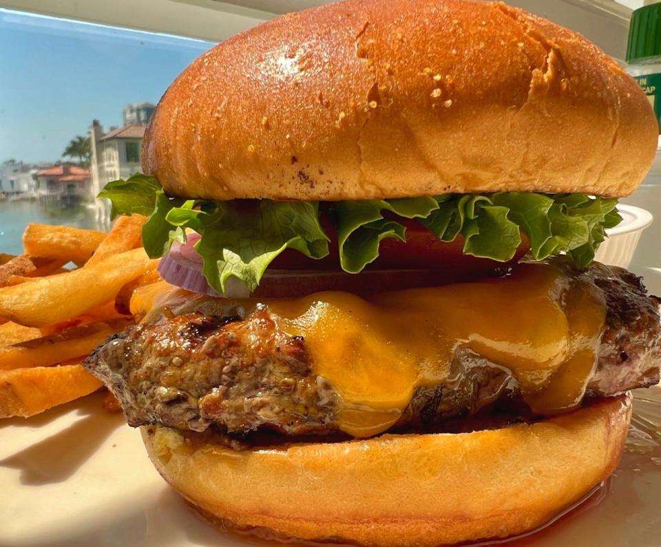 The Prime Cheddar Burger at Bayside Seafood Grill & Bar in Naples, Florida.