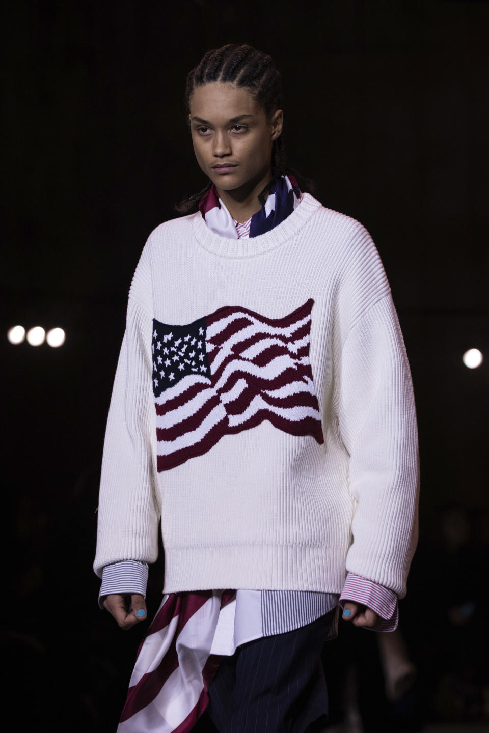 A model wears a creation by designer Tommy Hilfiger at the Autumn/Winter 2020 fashion week runway show in London, Sunday, Feb. 16, 2020.(Photo by Vianney Le Caer/Invision/AP)