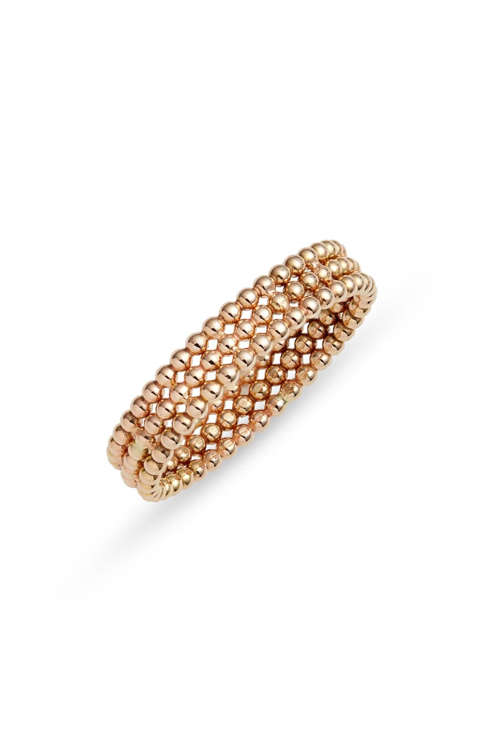 Triple Row Beaded Pinkie Ring