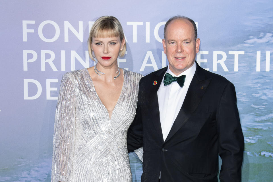 Princess Charlene of Monaco and Prince Albert II of Monaco attend the Monte-Carlo Gala For Planetary Health on September 24, 2020 in Monte-Carlo, Monaco. (Photo by SC Pool - Corbis/Corbis via Getty Images)