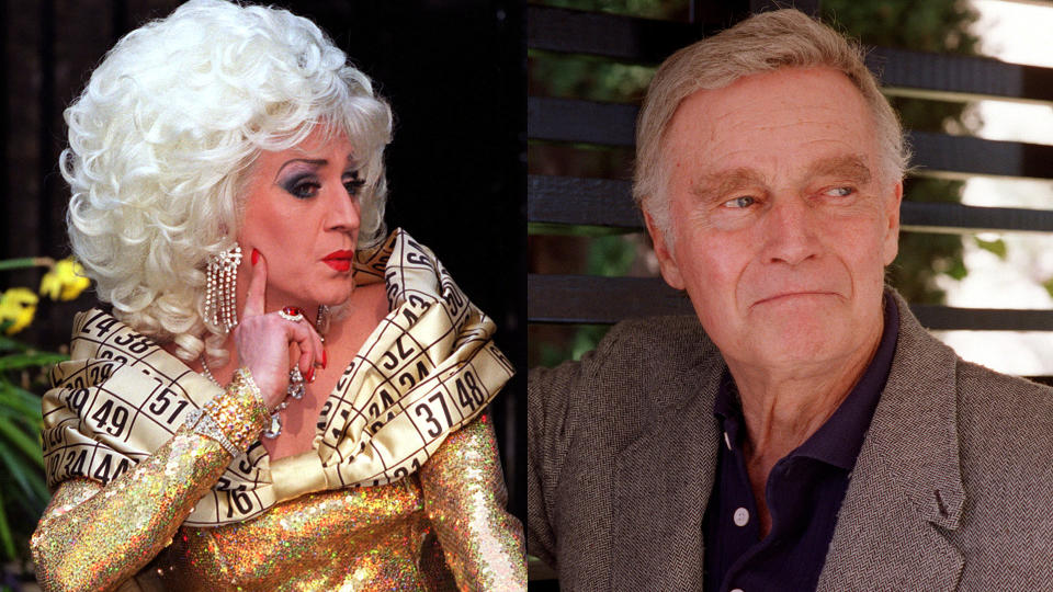 Paul O'Grady says Charlton Heston tried to chat up Lily Savage. (Credit: Peter Jordan/PA Images via Getty Images/M. Caulfield/WireImage)