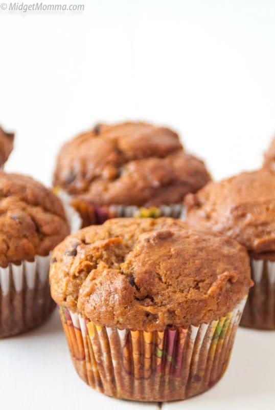 <p>Midget Momma</p><p>If you enjoy banana bread and you love pumpkin bread and chocolate then you will love these pumpkin banana chocolate chip muffins! </p><p><strong>Get the recipe: <em><a href="https://www.midgetmomma.com/pumpkin-banana-chip-muffins/" rel="nofollow noopener" target="_blank" data-ylk="slk:Pumpkin Banana Chocolate Chip Muffins;elm:context_link;itc:0;sec:content-canvas" class="link ">Pumpkin Banana Chocolate Chip Muffins</a></em></strong></p>