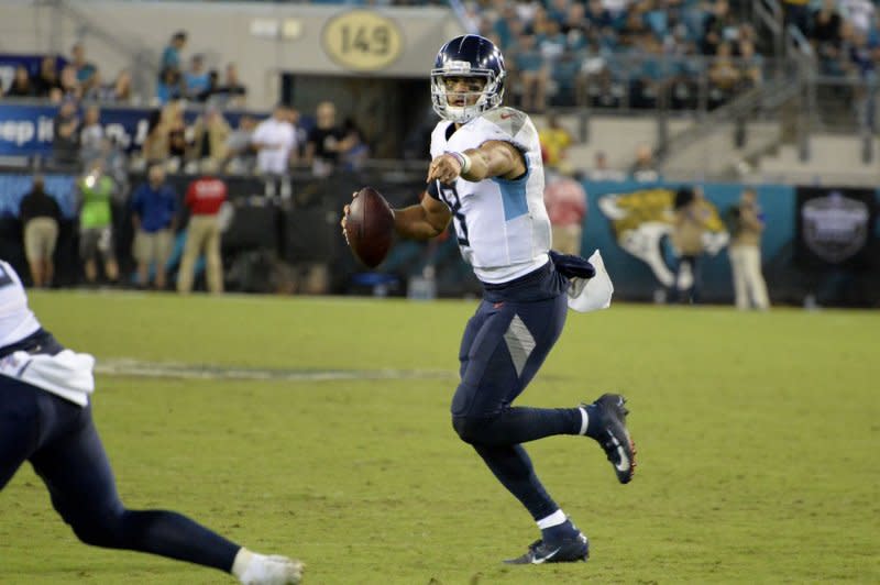 Quarterback Marcus Mariota, a former first-round pick by the Tennessee Titans, is expected to be a backup for the Washington Commanders in 2024. File Photo by Joe Marino/UPI