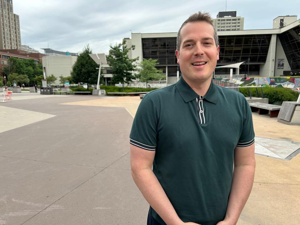 Mathieu Fleury, president of the Ottawa Sport Council, stands on the University of Ottawa campus on June 21, 2024. Fleury says Ottawa needs a new aquatic centre to keep elite athletes in the city, bring more tourism to the region and provide additional facilities for the public.