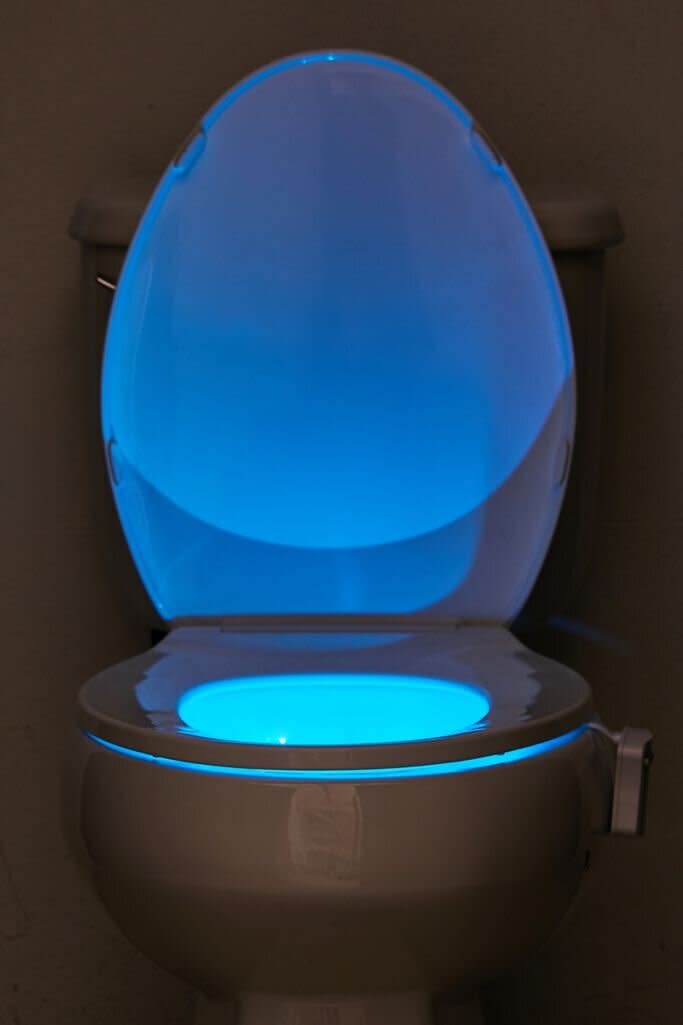 Who knew runs to the bathroom at 3 a.m. could be so cool? <a href="https://www.urbanoutfitters.com/shop/brilliant-ideas-led-toilet-night-light?color=010&amp;type=REGULAR&amp;size=ONE%20SIZE&amp;quantity=1&amp;reviewPage=4" target="_blank" rel="noopener noreferrer">Get it for $10 at Urban Outfitters</a>.