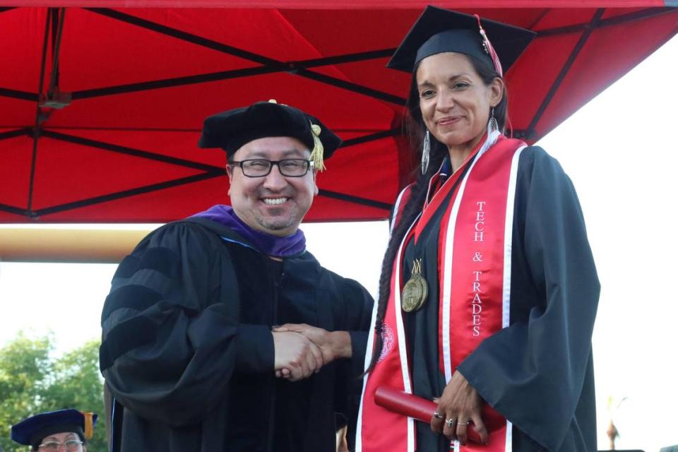 Angela Ray Grantham graduated as the Tony Cantú President’s Medallion from Fresno City College with an associate degree in heating, ventilation and air conditioning. Grantham, 40, hopes to open her own business. She was also the dean’s medallion from the FCC Applied Technology Division.