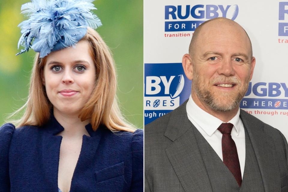 Princess Beatrice attends the Easter Matins service at St George's Chapel, Windsor Castle on April 5, 2015 in Windsor, England. (Photo by Max Mumby/Indigo/Getty Images) ; Mike Tindall poses for a photograph ahead of the Rugby for Heroes 10th anniversary dinner at the DoubleTree by Hilton on January 29, 2022 in Cheltenham, England. (Photo by Matthew Horwood/Getty Images)