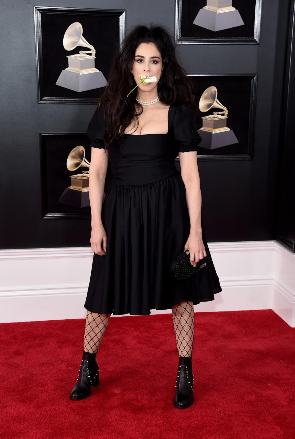 Sarah Silverman at the 60th Annual Grammy Awards. (Photo: Getty Images)